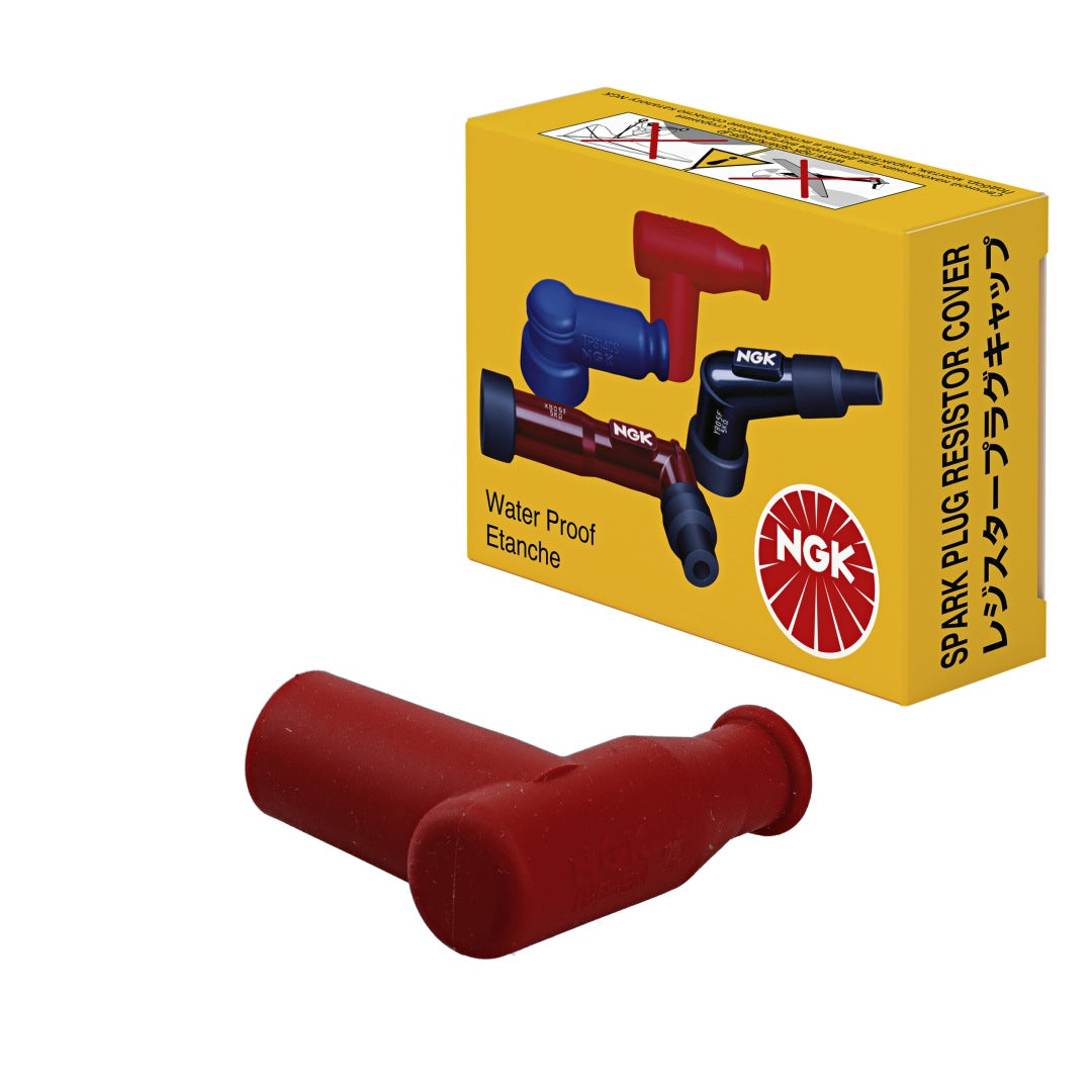 Spark Plug Cap Rubber Angled (90°) Red w/Nut (No. 8955, TB05EM-R) 