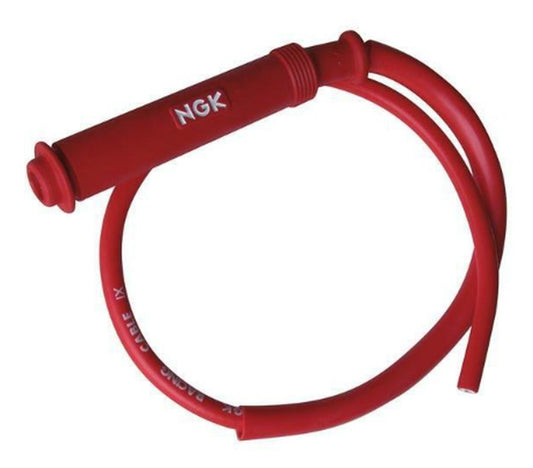 Spark Plug Cap Rubber Straight Red Wire 50cm w/Nut (No. 8089) 