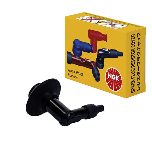 Spark Plug Cap (No. 8346) Angled (90°) Black with Rubber Boot Seal 