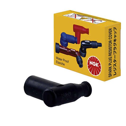 Spark Plug Cap Silicone Angled (90°) Black w/Nut (No. 8636) Waterproof Motocross 