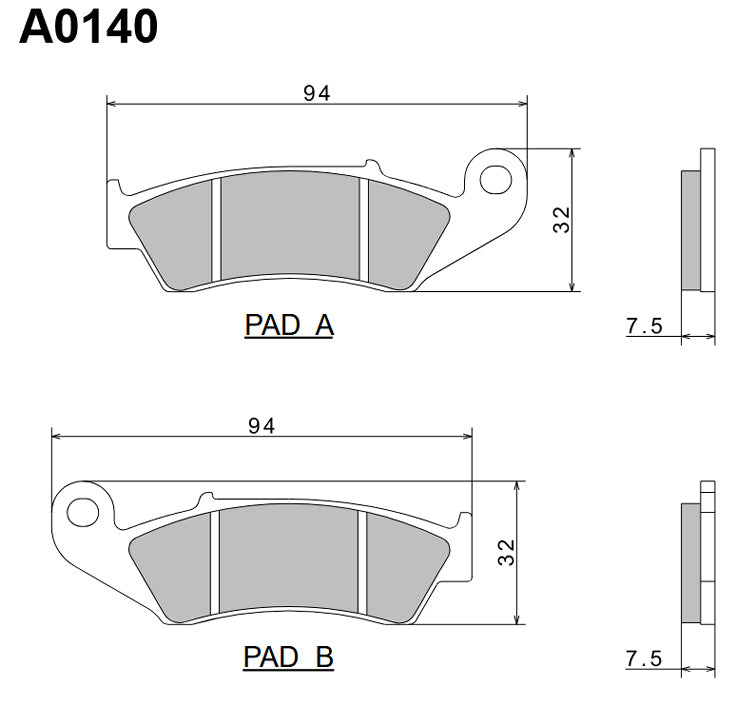 Brake Pads KH125 Premium Semi-Metallic (ECE R90) Made in Japan (2P-215GS) 