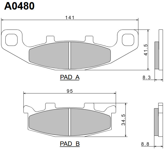 Brake Pads KH129 Premium Semi-Metallic (ECE R90) Made in Japan (2P-252NS) 