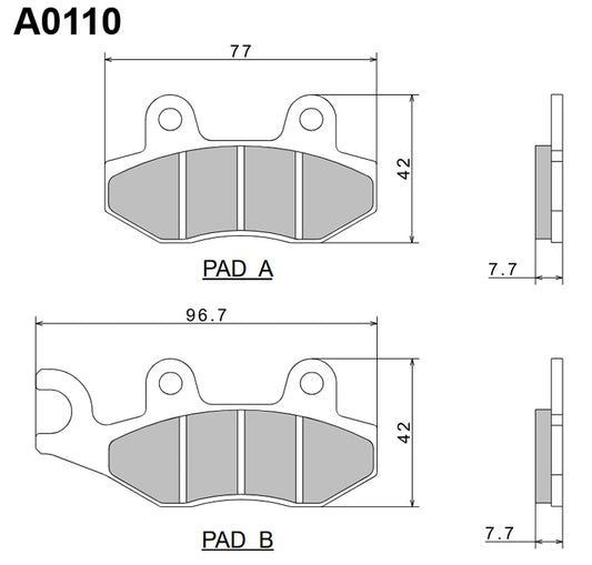 Brake Pads KH135 / KH214 Premium Semi-Metallic (ECE R90) Made in Japan (2P-211NS) 