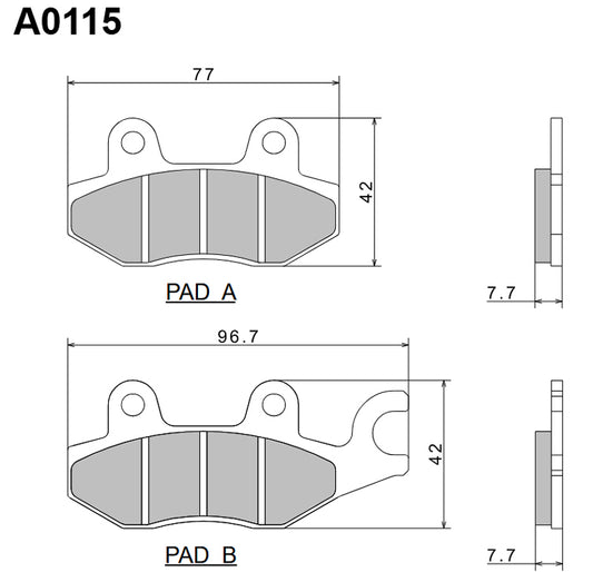 Brake Pads KH165 / KH215 Premium Semi-Metallic (ECE R90) Made in Japan (2P-212NS) 