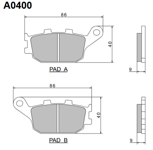 Brake Pads KH174 Premium Semi-Metallic (ECE R90) Made in Japan (2P-244NS) 