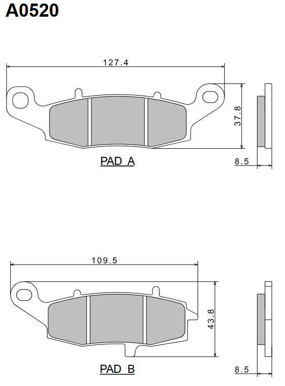 Brake Pads KH229 Premium Semi-Metallic (ECE R90) Made in Japan (2P-260NS) 
