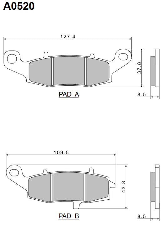 Brake Pads KH229 Premium Semi-Metallic (ECE R90) Made in Japan (2P-260NS) 