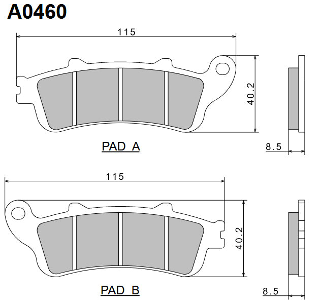 Brake Pads KH261 / KH281 Premium Semi-Metallic (8.5mm) (ECE R90) Made in Japan (2P-250NS) 