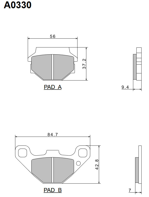Brake Pads KH67 Premium Semi-Metallic (ECE R90) Made in Japan (2P-236NS) 