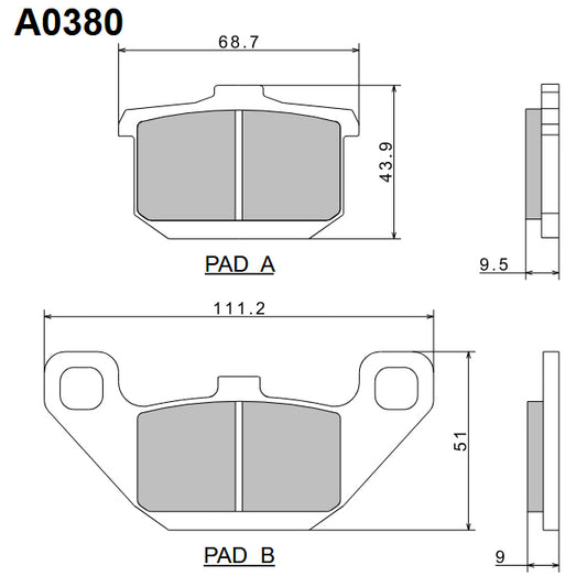 Brake Pads KH85 Premium Semi-Metallic (ECE R90) Made in Japan (2P-241NS) 