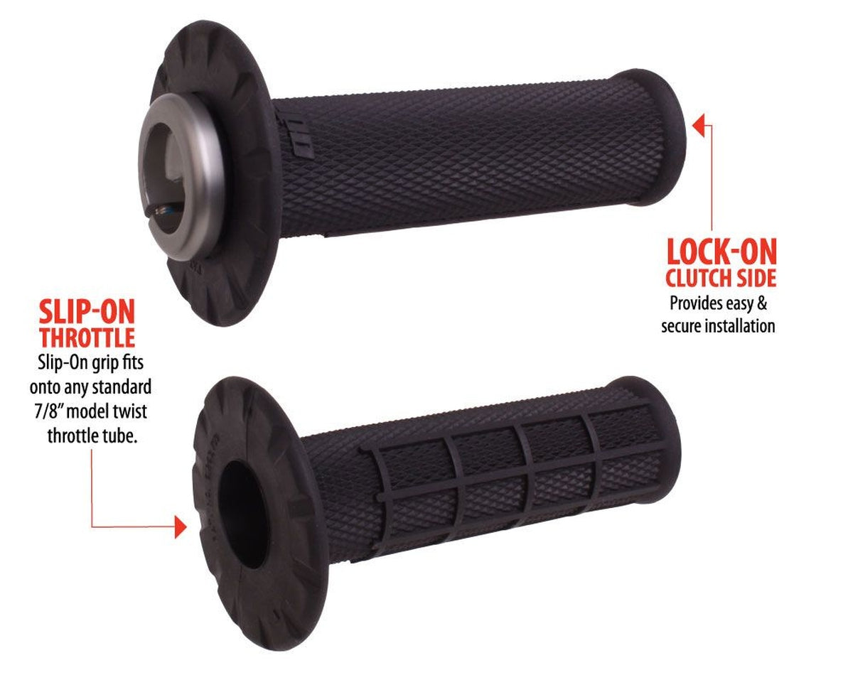 Off-Road Half Waffle Universal Lock-On Grip Set Black 