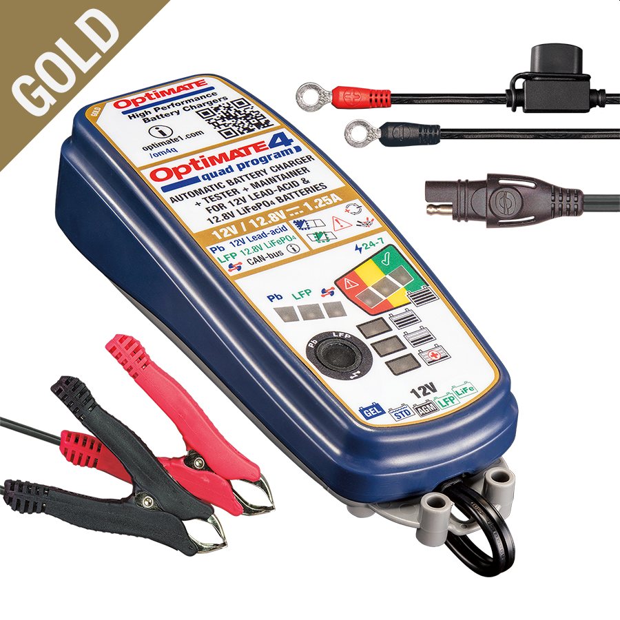 Battery charger 4 Quad Program 12V 1.25A, 4-60Ah AGM / GEL / STD, 12.8/13.2V 2-15Ah Lithium (LiFePO4) SAE, CAN-bus (EL) – replaces TM340 (12)