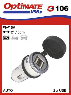 USB charger for cigarette socket dual 3300mA (EL)