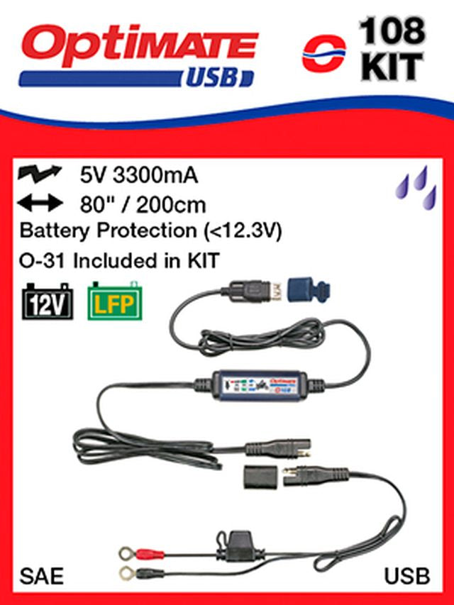 USB charger with SAE connector 3300mA and O31 connector (EL)