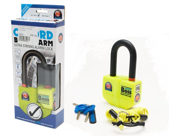 Disc Lock w/Alarm 110dB Pin 14mm Yellow 