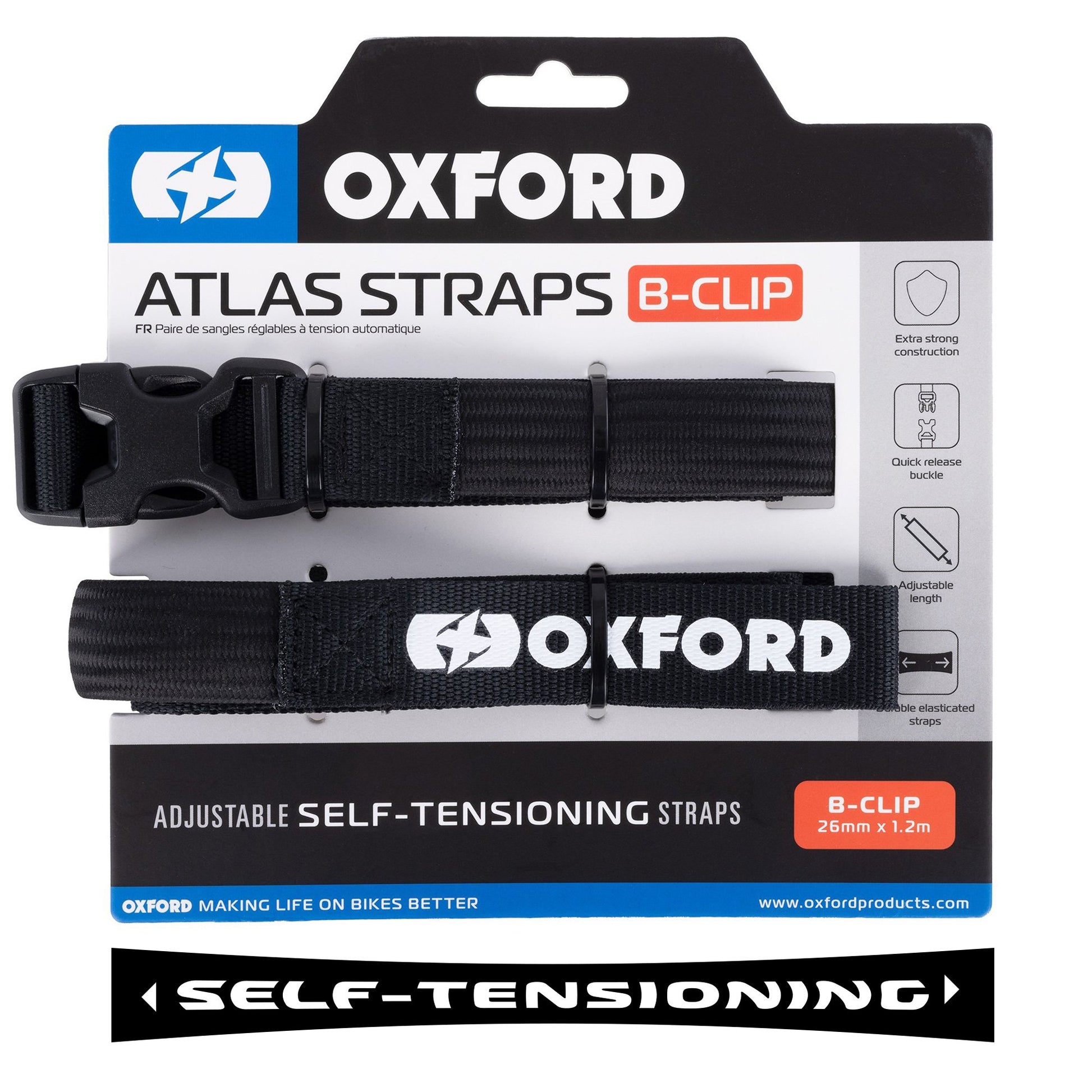 Atlas B-Clip Tie Down Straps 26mm x 1.2m Black 