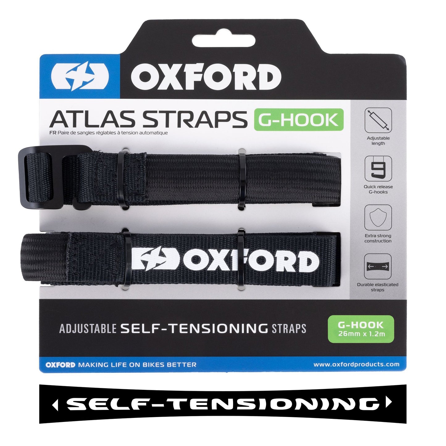 Atlas B-Clip Tie Down Straps G-Hook 26mm x 1.2m Black 