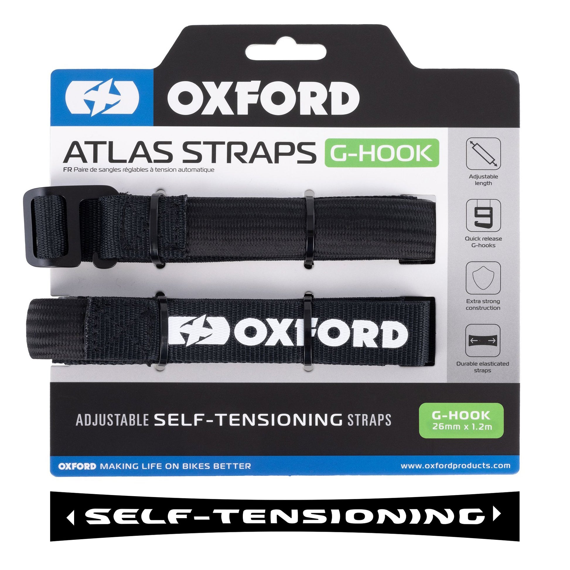Atlas B-Clip Tie Down Straps G-Hook 26mm x 1.2m Black 