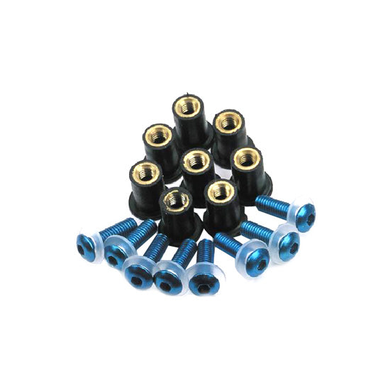 Fairing Bolts with Rubber 8 pcs Blue 