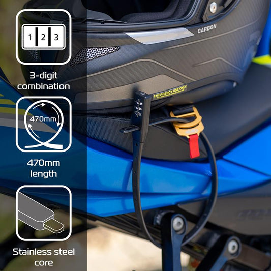 Anti-Theft Combi Lock for Helmet/Bicycle Black 
