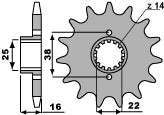 Front Sprocket 2050 14 18NC Ducati 1000, 996, 944, 916, 748 (JTF740.14) (Chain 525)
