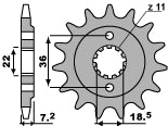 Front Sprocket 2067 13 18NC Honda XR250R, CBF250 (Alt: 2506 13) (JTF1321.13) (Chain 520)