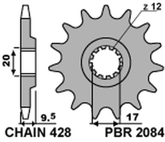 Front Sprocket 2084 14 EXC KTM SX85 04-18 (JTF1907.14) (Chain 428) (208414JT)