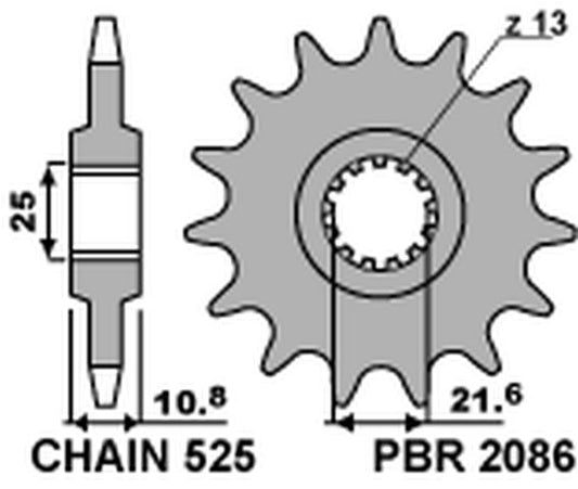 Front Sprocket 2086 16 18NC
