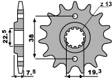 Front Sprocket 2116 14 Kawasaki KFX400, Suzuki RMX450 10-13, LTZ400 03-13, LTR450 06-12, Hyosung TE450 (JTF1401.14) (Chain 520)
