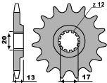 Front Sprocket 2123 13 TM125 SMM Black Dream 08-09, MX 05-11 (Chain 520)