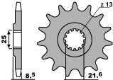 Front Sprocket 2137 15 Kawasaki Z1000 07-16 (JTF1537.15) (Chain 525)