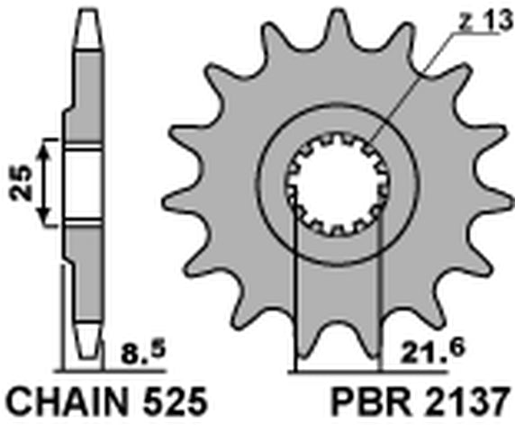 Front Sprocket 2137 17 Kawasaki ZX10R 04-18 (JTF1537.17) (Chain 525) (153717JT)