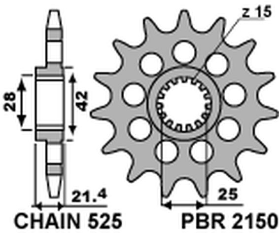 Front Sprocket 2150 16 Aprilia 1200, 750 (JTF709.16) (Chain 525)