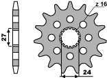 Front Sprocket 2190 16 Suzuki GSXR1000 09-13 (-1) (Chain 530)