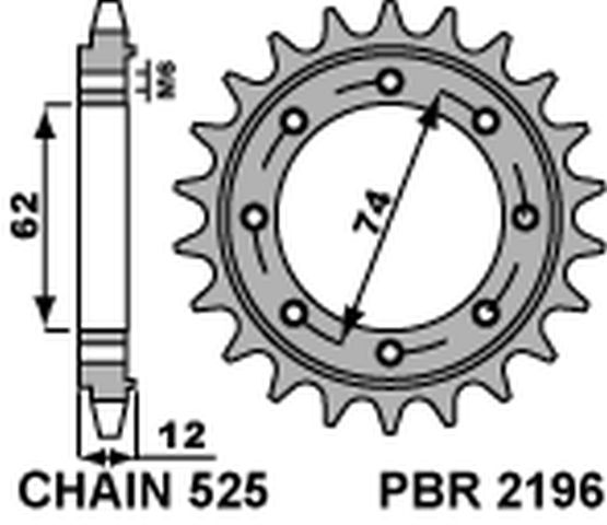 Front Sprocket 2196 22 Aprilia SRV850 12, Gilera GP800 09-13 (Chain 525)