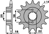 Front Sprocket 2222 15 Ducati Monster 796 10-12, Hypermotard 796 10-12 (Chain 525)