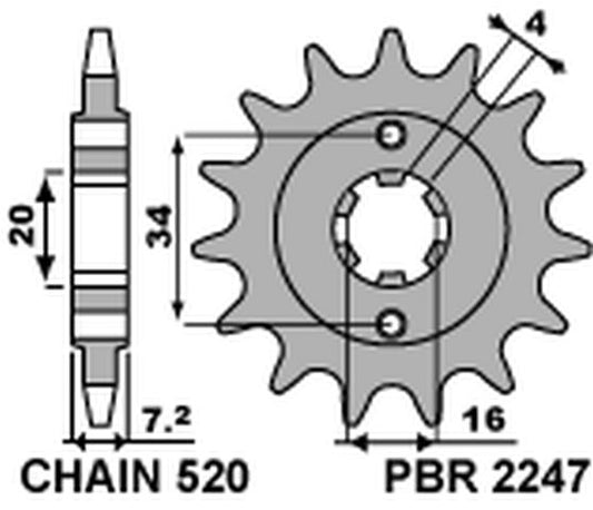 Front Sprocket 2247 14 Duke KTM125 11-21 (-1) (JTF1903.14) (Chain 520)