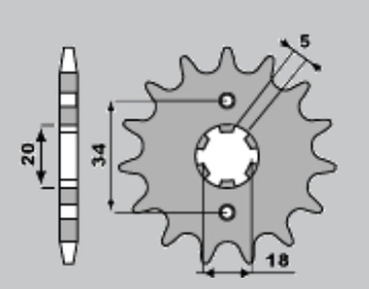 Front Sprocket 264 16 Yamaha125, Kymco125 (Chain 428)