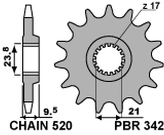 Front Sprocket 342 13 Honda CRF250R 22-25, CRF450R/X 02-25, CR250 88-07 (JTF284.13) (Chain 520)