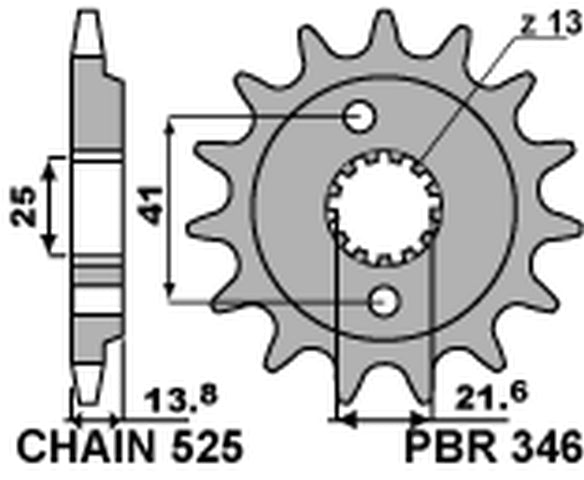 Front Sprocket 346 16 Honda VT600C Shadow 90-07 (JTF296.16) (Chain 525)
