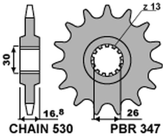 Front Sprocket 347 16 Honda CBR900, 929, 954, CBF1000, CBR1000RR 04-16 (JTF333.16) (Chain 530)