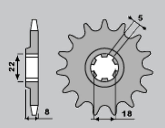 Front Sprocket 431 13 Suzuki RM400 78-80, RM250 79-81, PE250 78-82 (JTF431.13) (Chain 520)