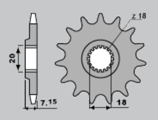 Front Sprocket 432 12 Suzuki RMZ250 10-12, RM125 92-07 (JTF427.12SC) (Chain 520)