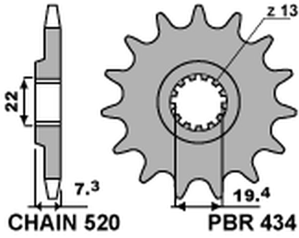 Front Sprocket 434 14 Suzuki GN250, GZ250, DR250 82-87 (JTF434.14) (Chain 520)