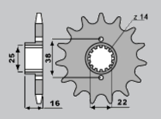 Front Sprocket 490 14 (Chain 520)