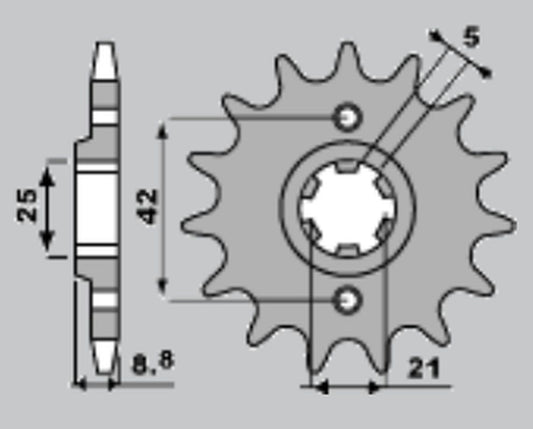 Front Sprocket 507 14 Kawasaki KX500 84-86, KX250 86 (Chain 520)