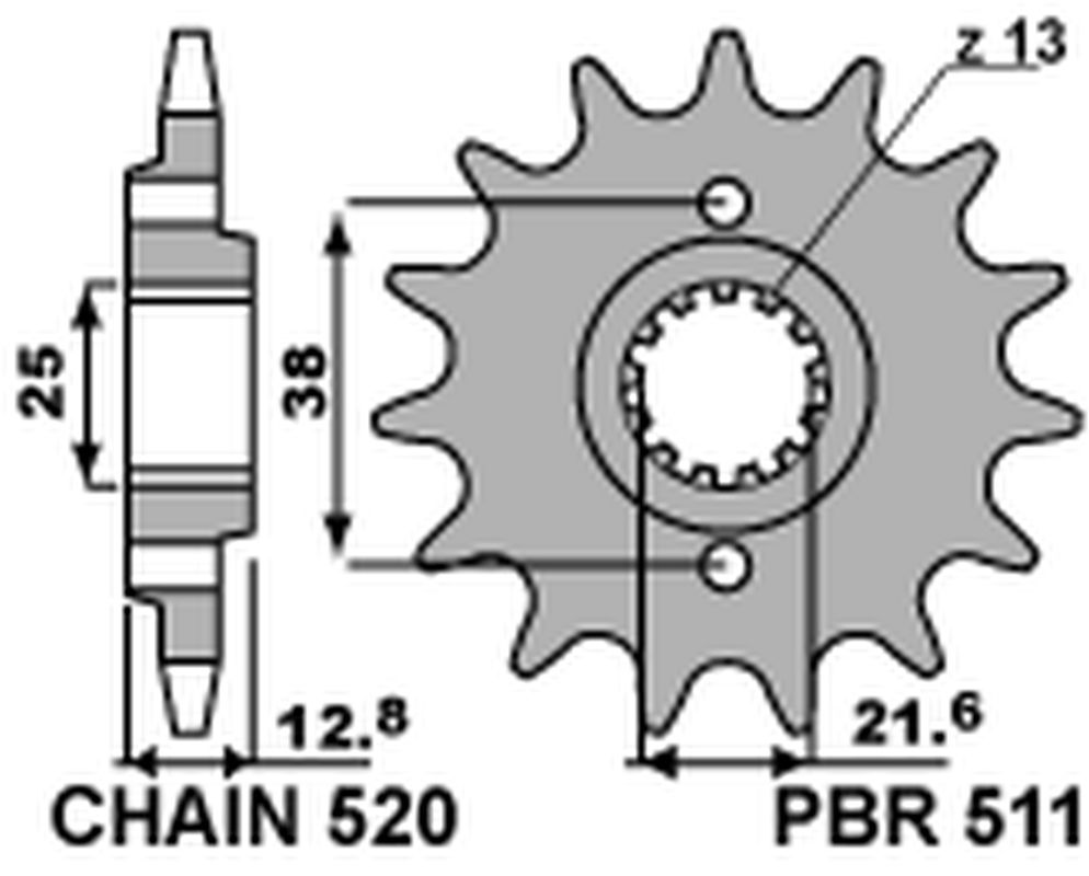 Front Sprocket 511 15 Kawasaki KLR650 90-17 (JTF511.15) (Chain 520)