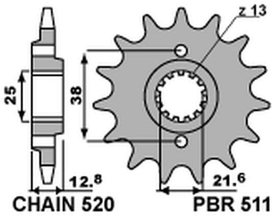 Front Sprocket 511 15 Kawasaki KLR650 90-17 (JTF511.15) (Chain 520)