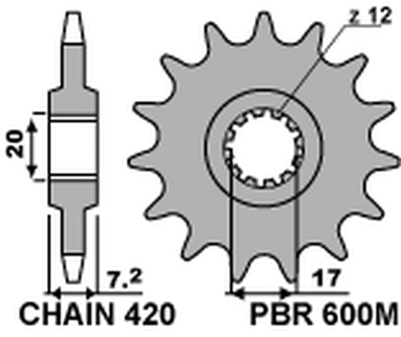 Front Sprocket 600M 14 (JTF1120.14) (Chain 420)
