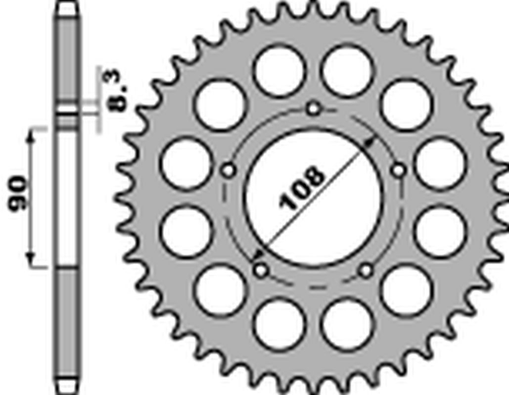 Rear Sprocket 1022 40 C45 Ducati 750 F1 85-88, 500 Desmo SL 79-84, 900 S2 83-85, Cagiva 650, 350 Alazzurra Sports 85-88 (JTR1022.40) (Chain 530)